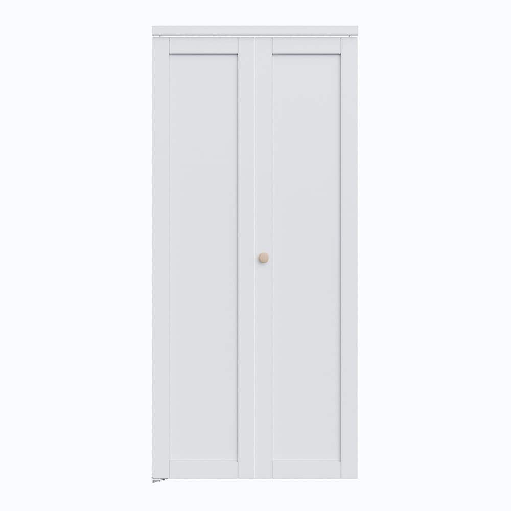 36 in. x 80 in. Solid Core White Primed Composite MDF Bi-fold Door with Hardware