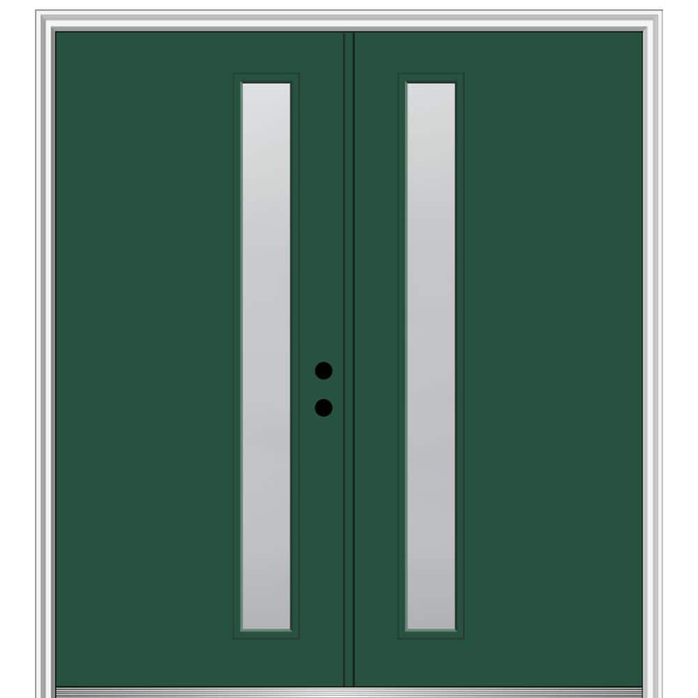 60 in. x 80 in. Viola Left-Hand Inswing 1-Lite Frosted Painted Fiberglass Smooth Prehung Front Door on 4-9/16 in. Frame