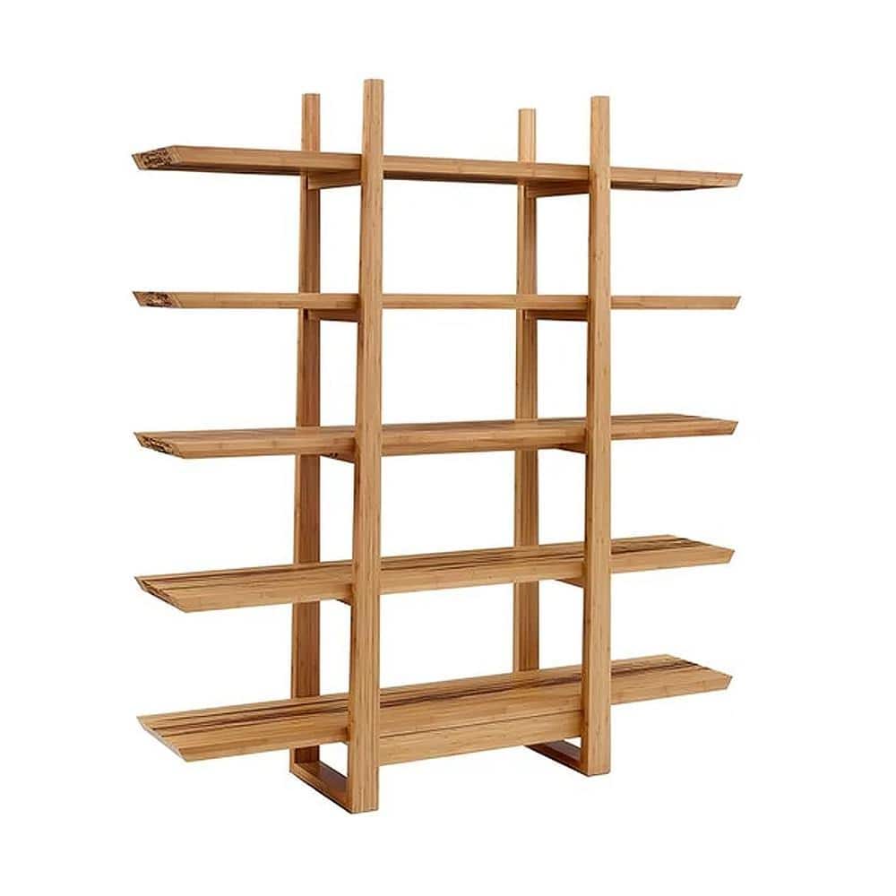 Accents 72 in. Caramelized/Exotic Tiger Bamboo 5-Shelf Etagere Bookcase with Open Back