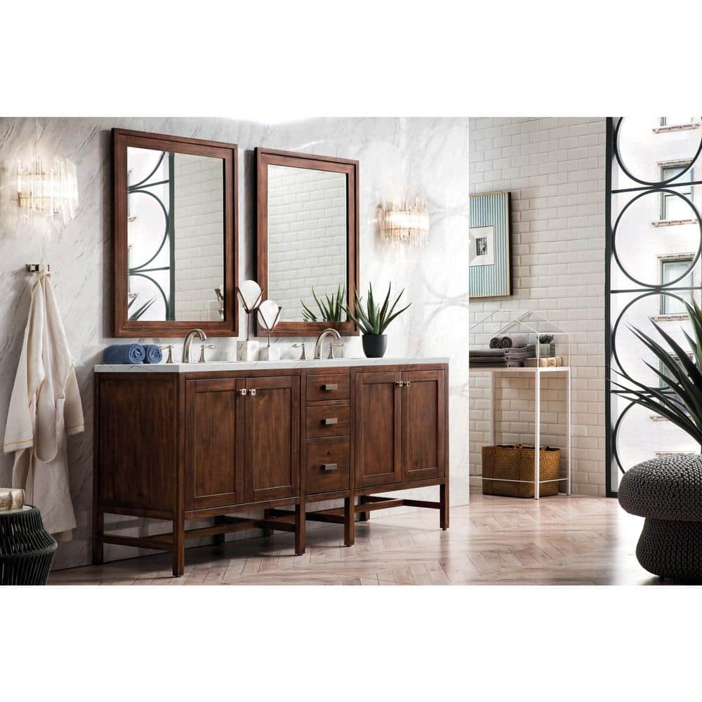 Addison 72 in. W x 23.5 in. D x 35.5 in. H Bathroom Vanity in Mid Century Acacia with Ethereal Noctis Quartz Top