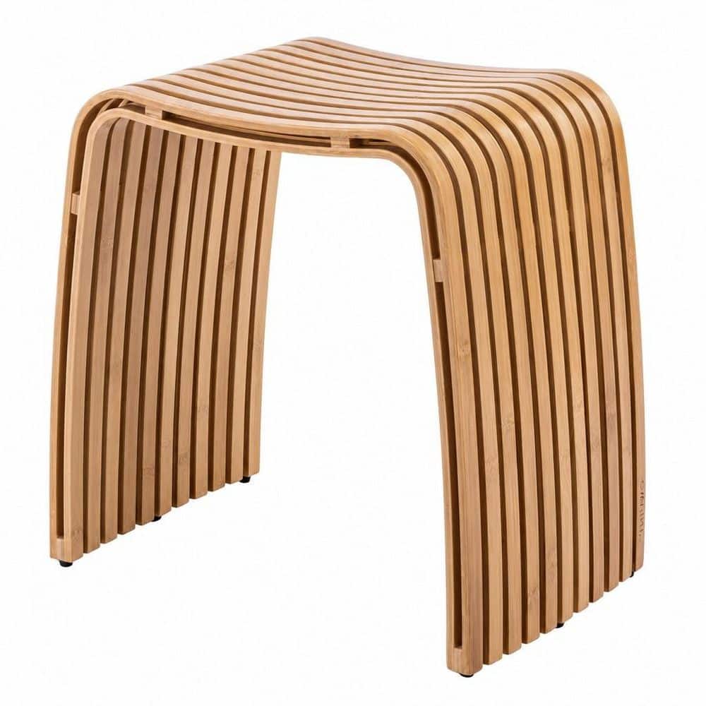 Bamboo Shower Bench, Non-Slip Shower Stool and 450 lbs, Waterproof Bathroom Stool Spa Bath Seat, Shower Chair in Brown