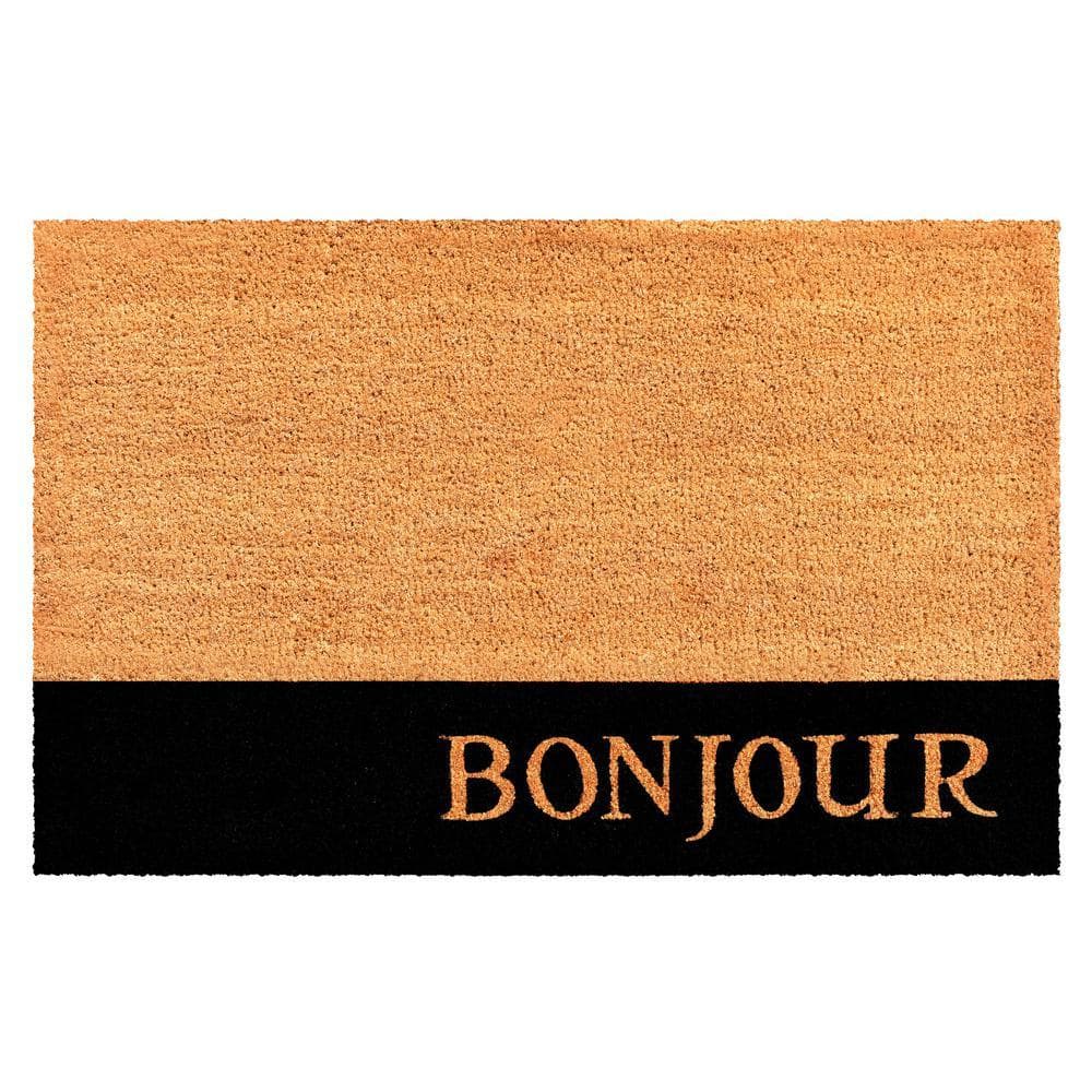 Bonjour Black Stripe Doormat, 30" x 48"
