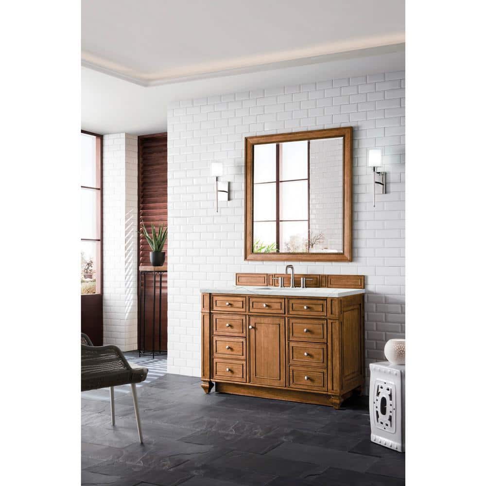 Bristol 48 in. W x 23.5 in. D x 34 in. H Bathroom Vanity in Saddle Brown with Ethereal Noctis Quartz Top