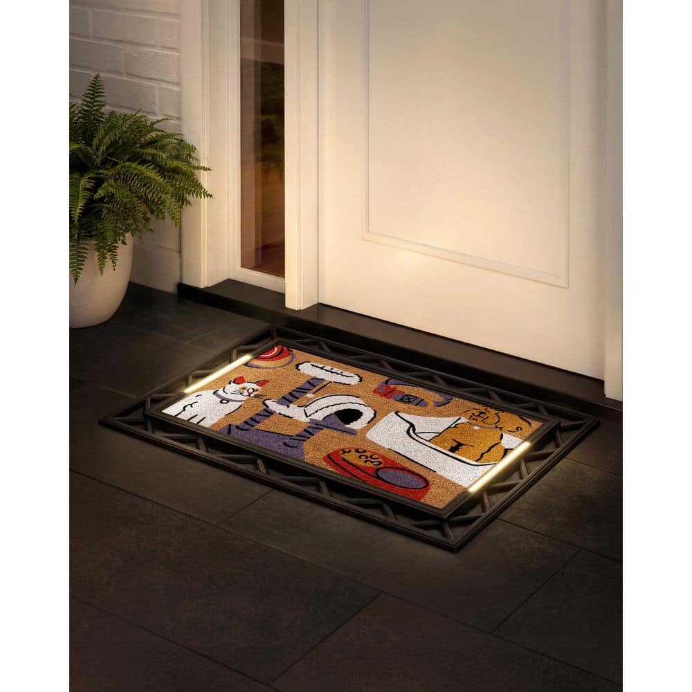 BriteStep Black Mat 38 in. x 26.5 in. Pressure-Activated, Wireless,Auto Shut-Off,All-Weather,Indoor/Outdoor LED Door Mat