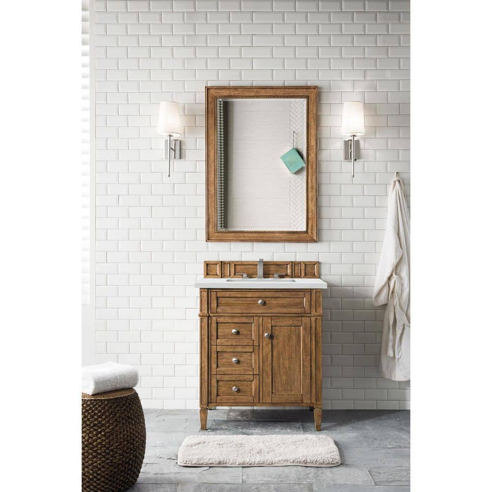 Brittany 30.0 in. W x 23.5 in. D x 34 in. H Bathroom Vanity in Saddle Brown with Ethereal Noctis Quartz Top