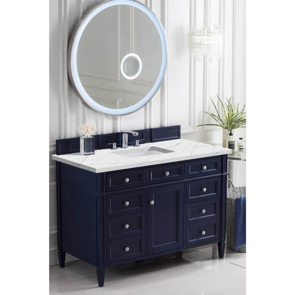 Brittany 48.0 in. W x 23.5 in. D x 34 in. H Bathroom Vanity in Victory Blue with Ethereal Noctis Quartz Top