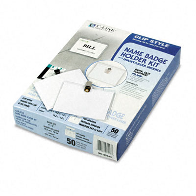 C-Line 95543 Clip-Style Badge Holder Kit Top Load 3 x 4 White 50 Per Box