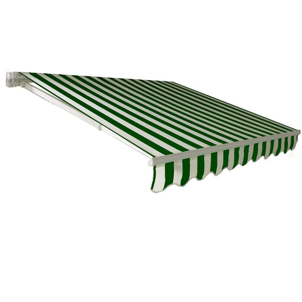 California Manual Retractable Awning, 10 ft. x 8 ft., Forest/White Stripe