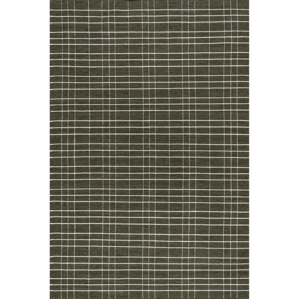 Charlie Plaid Wool Green 6 ft. x 9 ft. Indoor/Outdoor Patio Rug