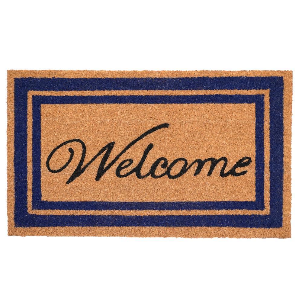 Dark Blue Border Welcome Doormat 24" x 36"
