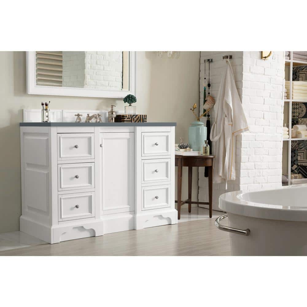 De Soto 48 in. W x 23.5 in. D x 36.3 in. H Bathroom Vanity in Bright White with Cala Blue Quartz Top