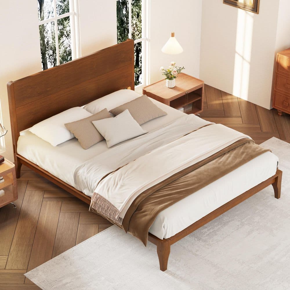 Geraldine Brown Bamboo Frame Queen Size Platform Bed