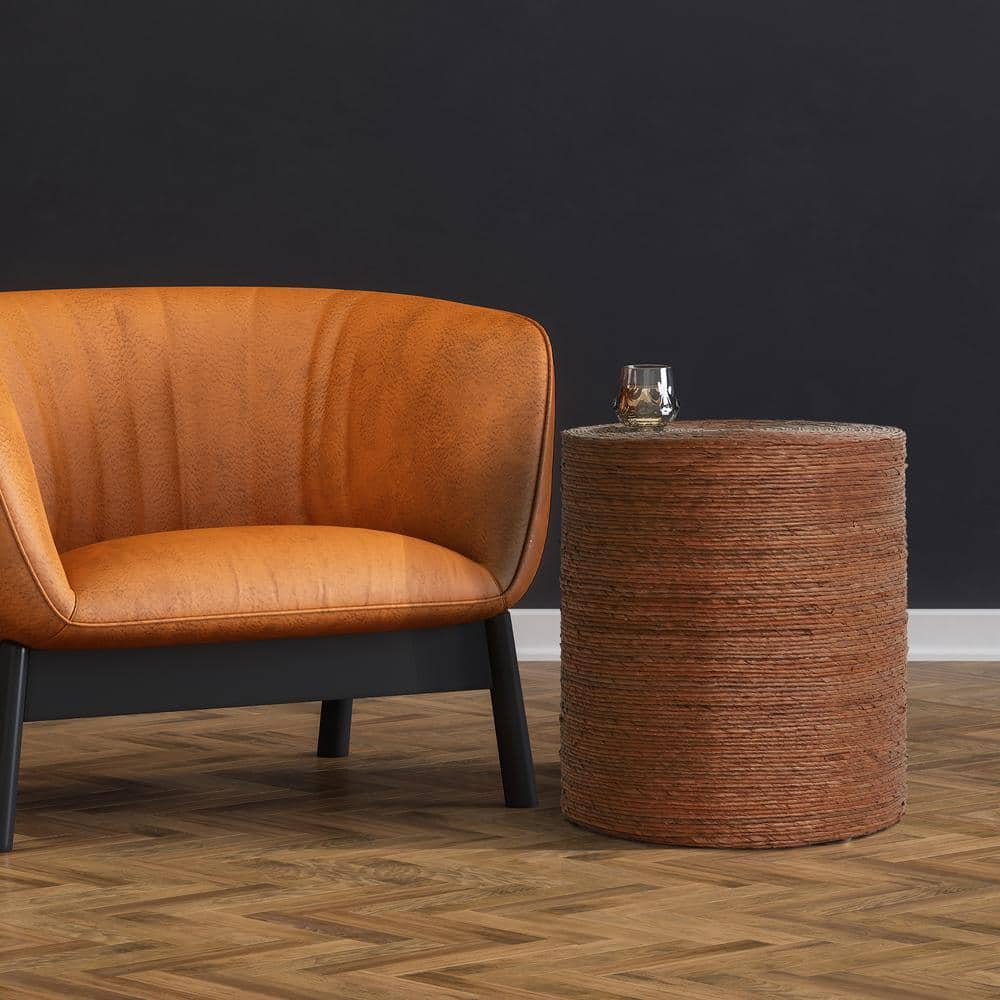Hana 20 in. Brown Woven Rattan End Table