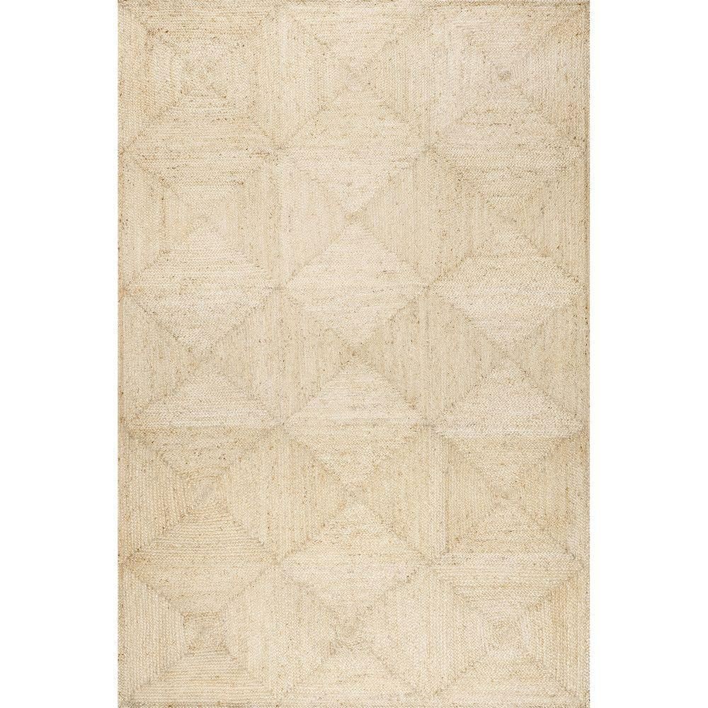 Juniper Tiled Jute Ivory Beige 5 ft. x 8 ft. Indoor/Outdoor Patio Area Rug