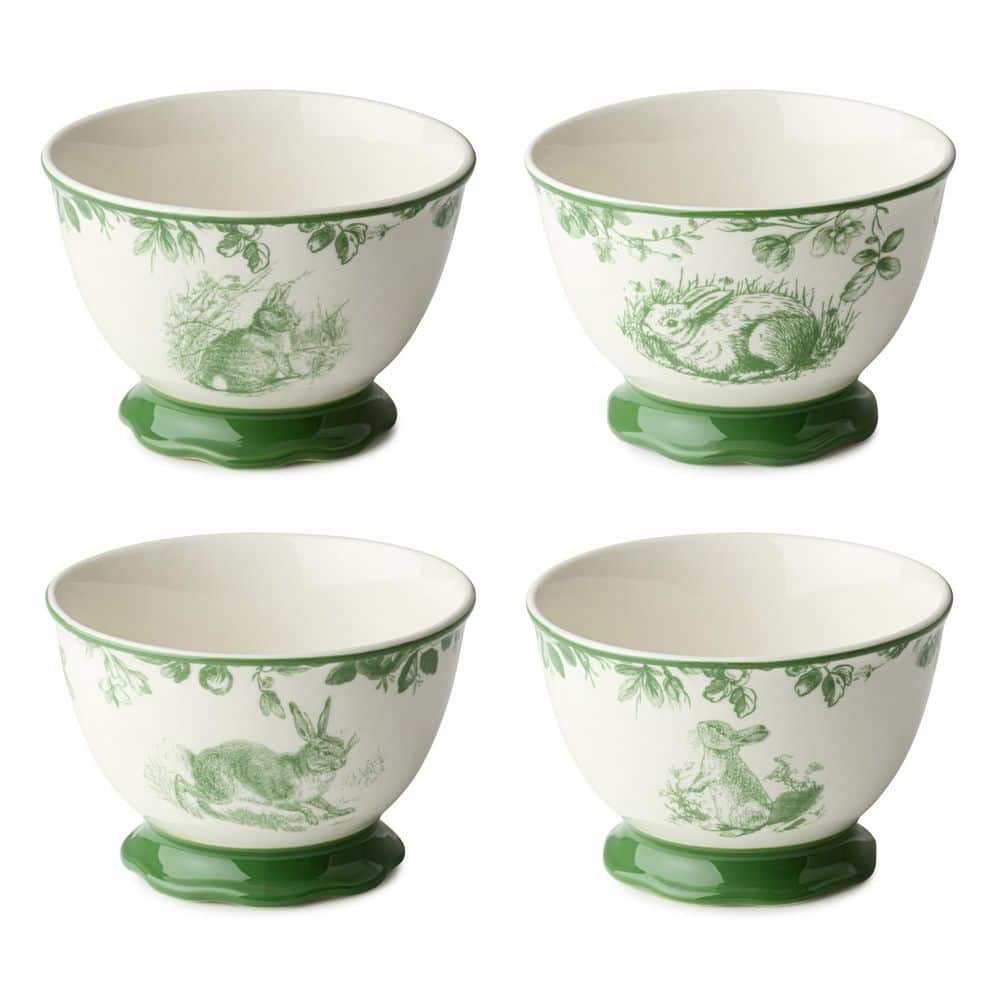 Le Jardin 20 fl. oz. 5.25 in. x 3 in. Green Stoneware Assorted Ice Cream Dessert Bowl
