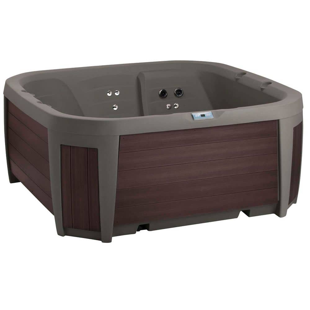 Maui Hot Tub 5-Person, 25-SS Jet Lounger, 110V/230V with Heater, Ozone, Waterfall and Upgraded Synthetic Wood Skirt