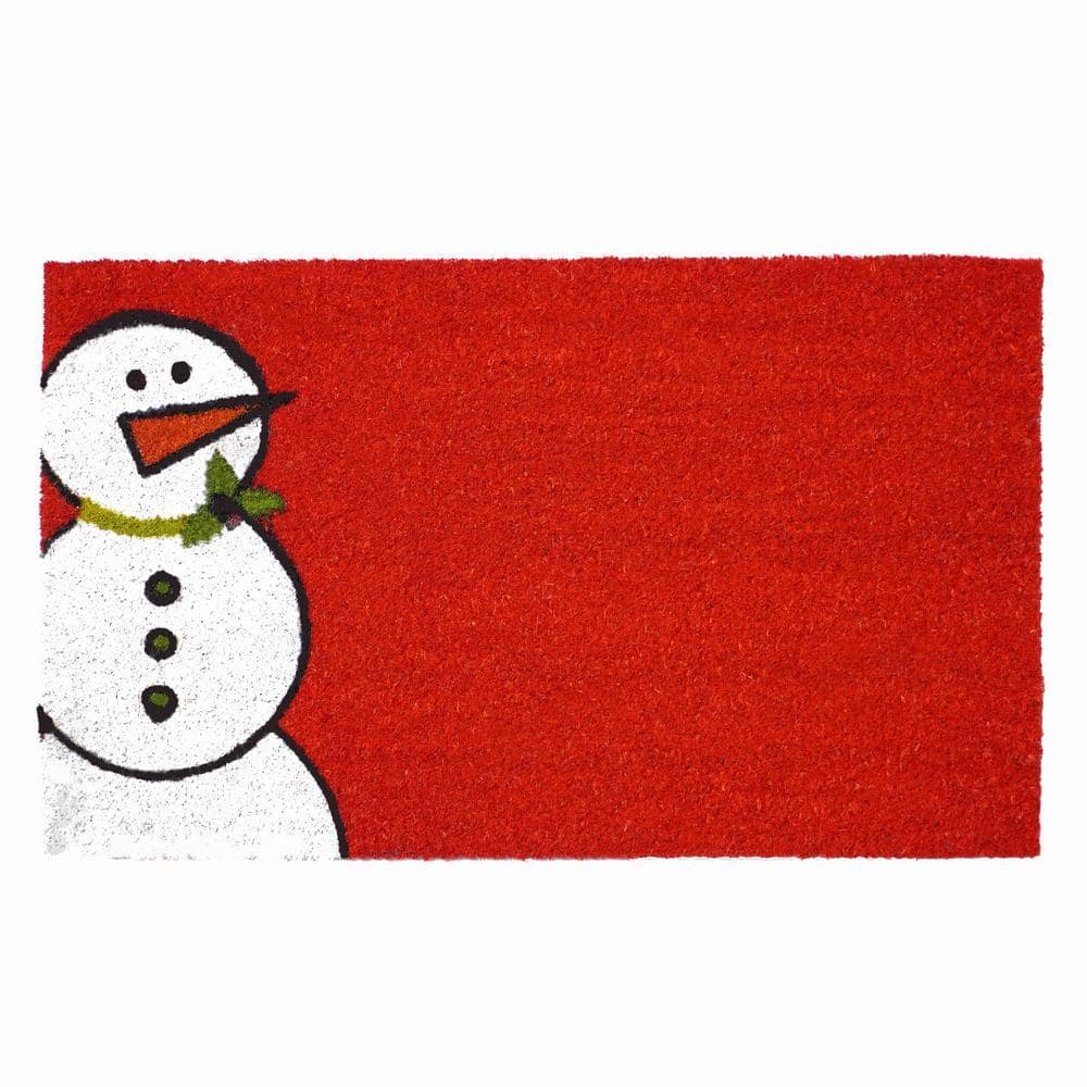 Red Winter Snowman Doormat 17" x 29"