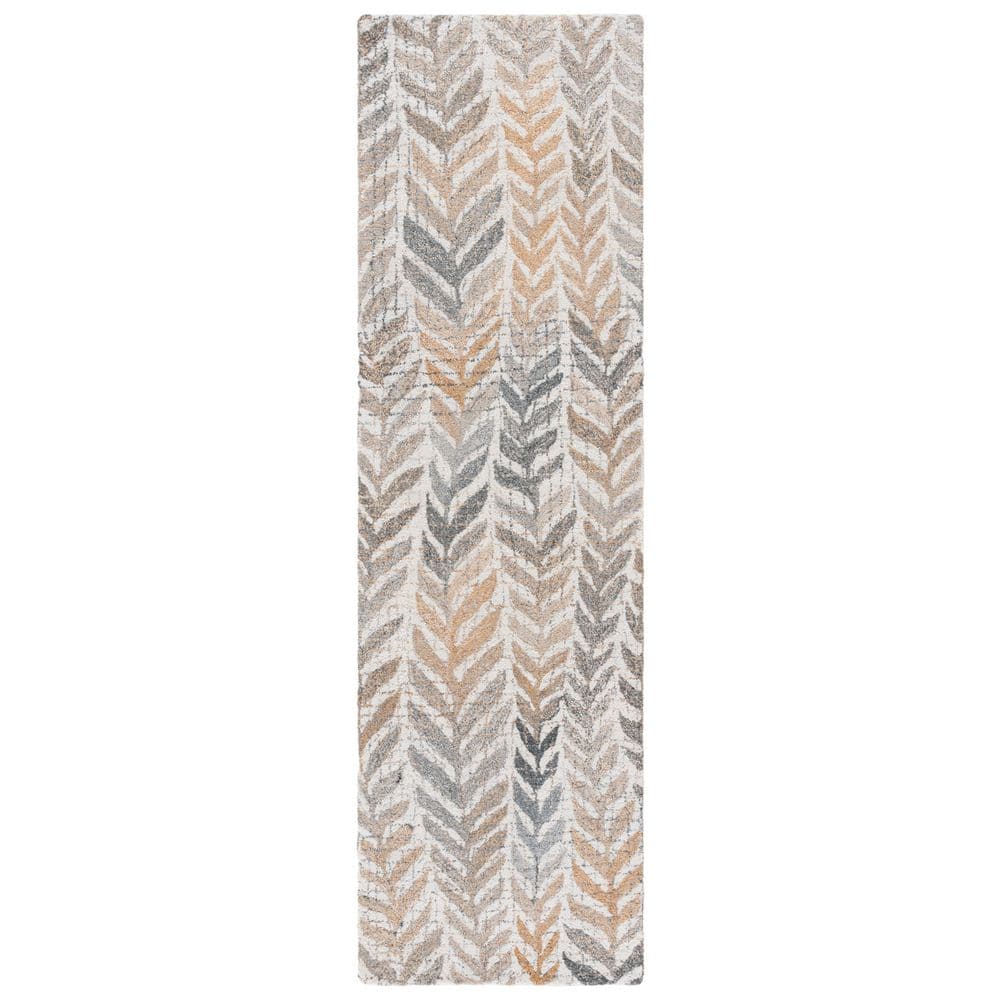 Renewal 2 ft. x 8 ft. Beige/Gray Striped Chevron Runner Rug