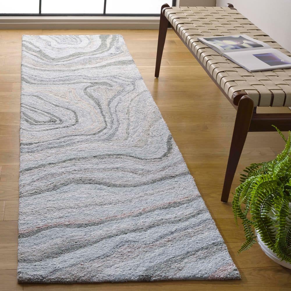 Renewal 2 ft. x 8 ft. Gray Contemporary Marble Abstract Runner Rug