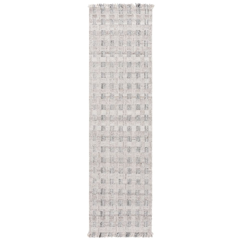 Renewal 2 ft. x 8 ft. Gray Lattice Fringe Runner Rug