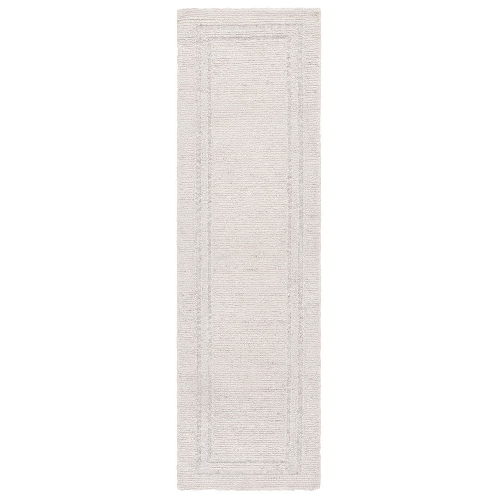 Renewal 2 ft. x 8 ft. Light Beige Solid Border Runner Rug