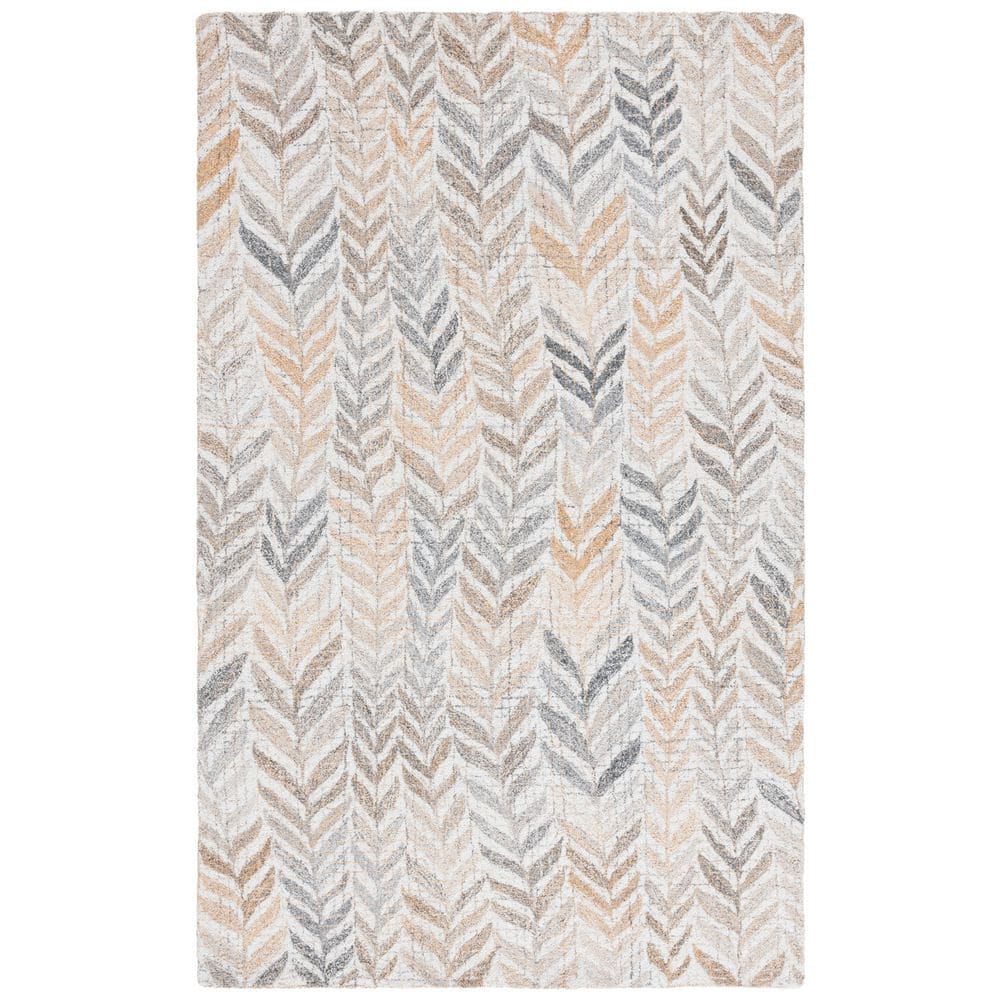 Renewal 5 ft. x 8 ft. Beige/Gray Striped Chevron Area Rug
