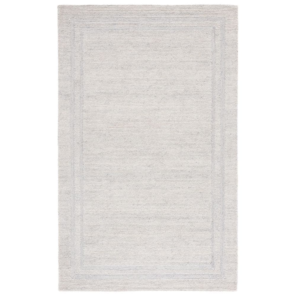 Renewal 5 ft. x 8 ft. Silver Solid Border Area Rug