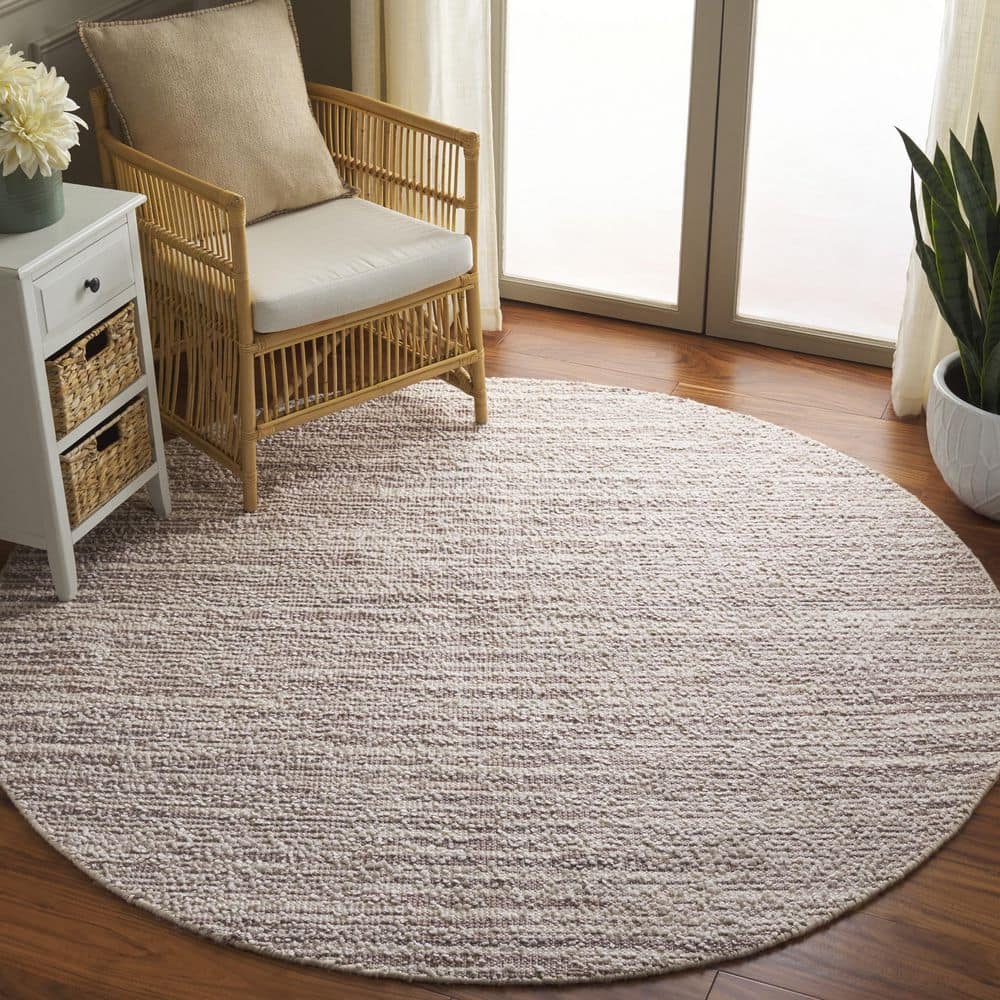 Renewal 6 ft. x 6 ft. Gray/Ivory Abstract Striped Round Area Rug