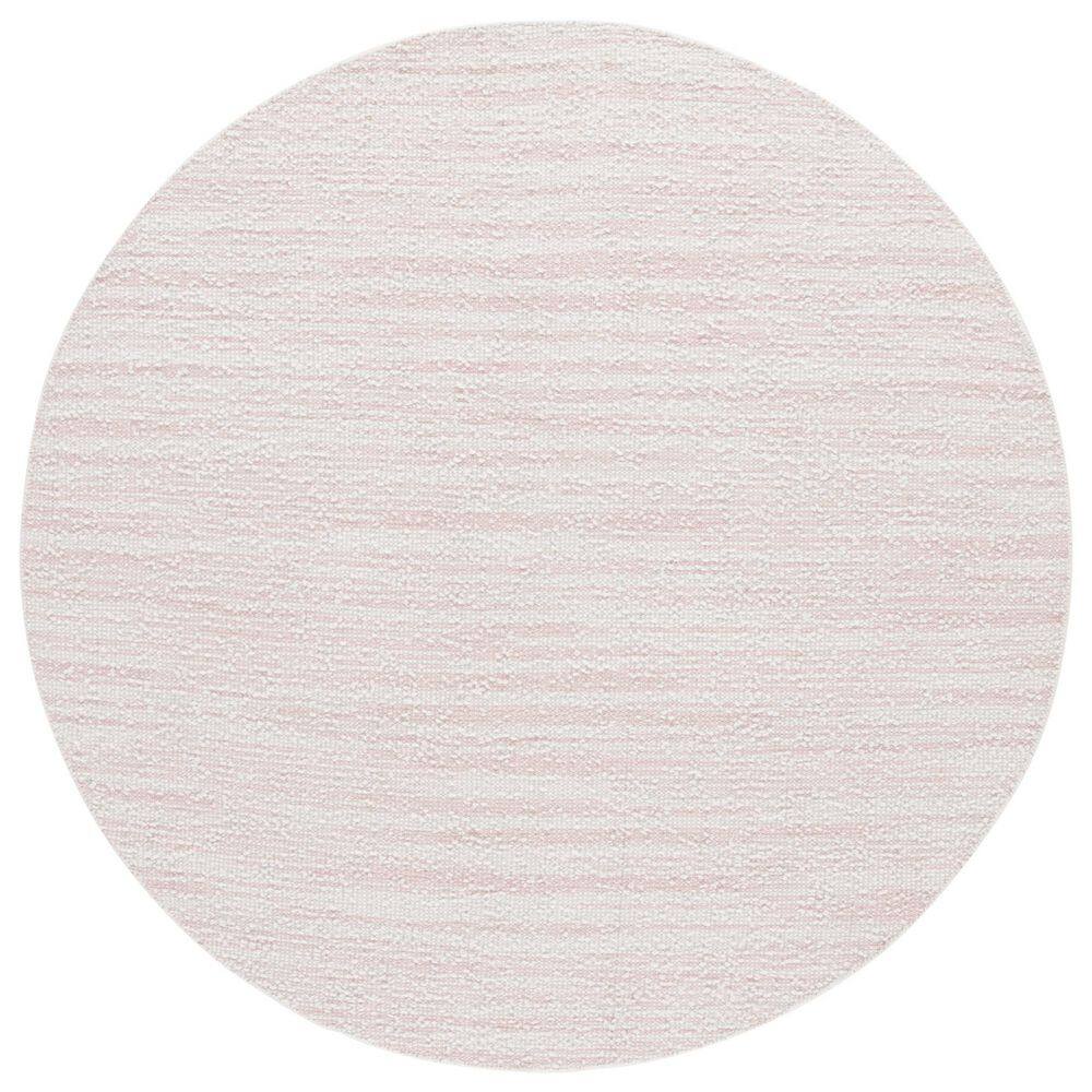 Renewal 6 ft. x 6 ft. Pink/Ivory Abstract Striped Round Area Rug