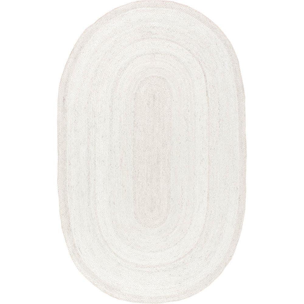 Rigo Chunky Loop Jute Off-White 8 ft. x 10 ft. Oval Rug
