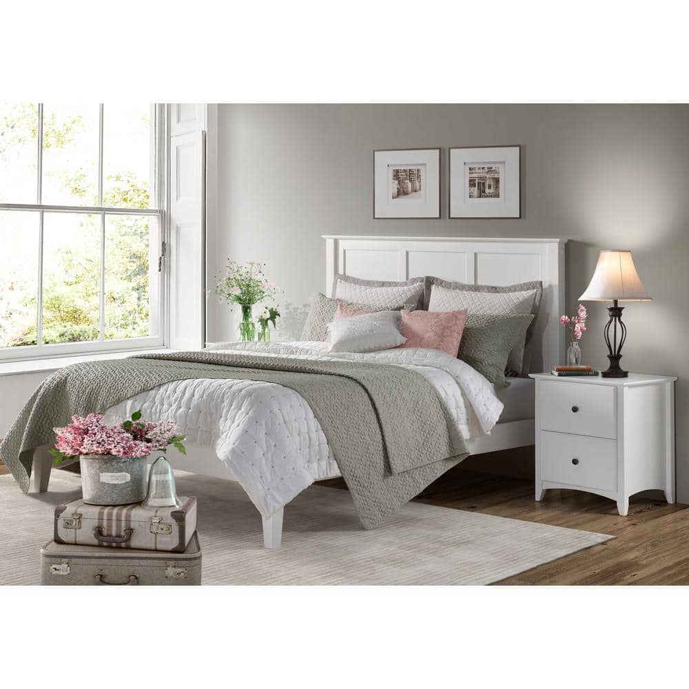 Shaker 2-Drawer White Style Night Stand