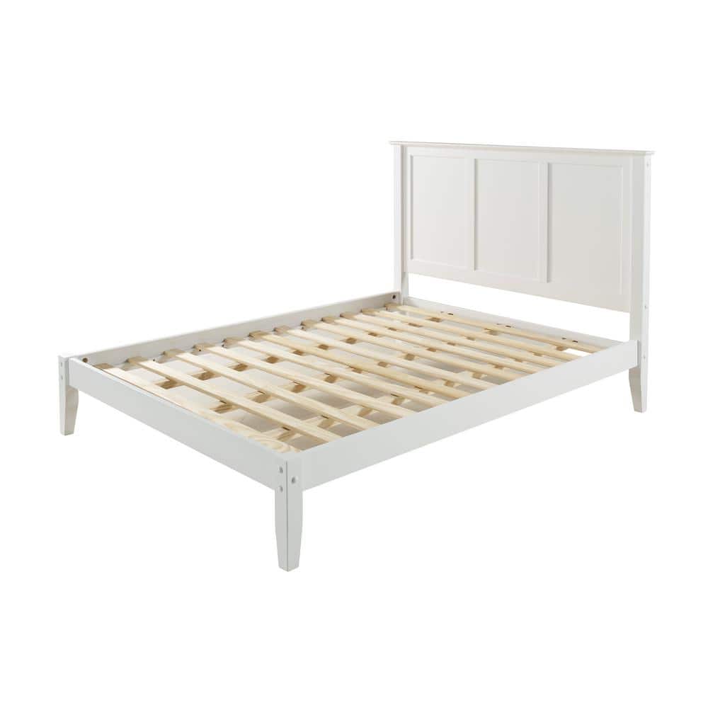 Shaker Style White Full Panel Headboard Platform Bed