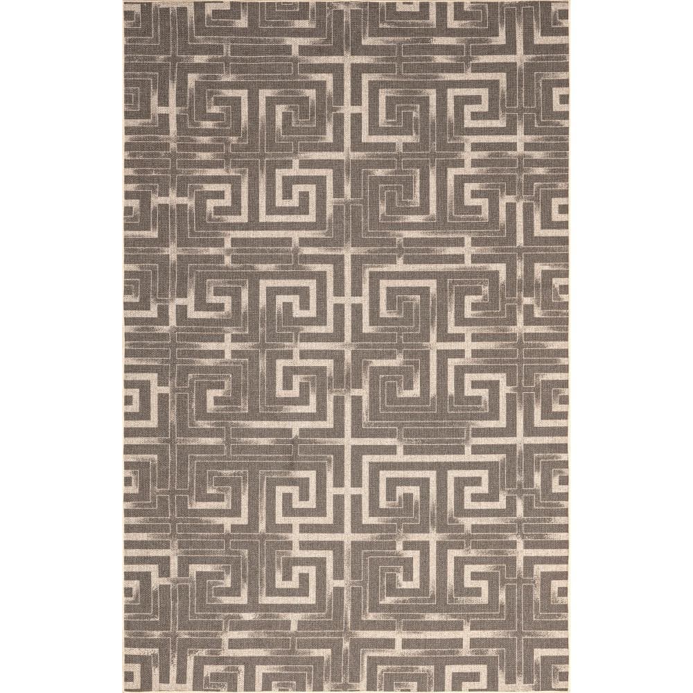 Sufia Geometric Easy-Jute Machine Washable Area Rug Natural 5 ft. x 8 ft. Area Rug