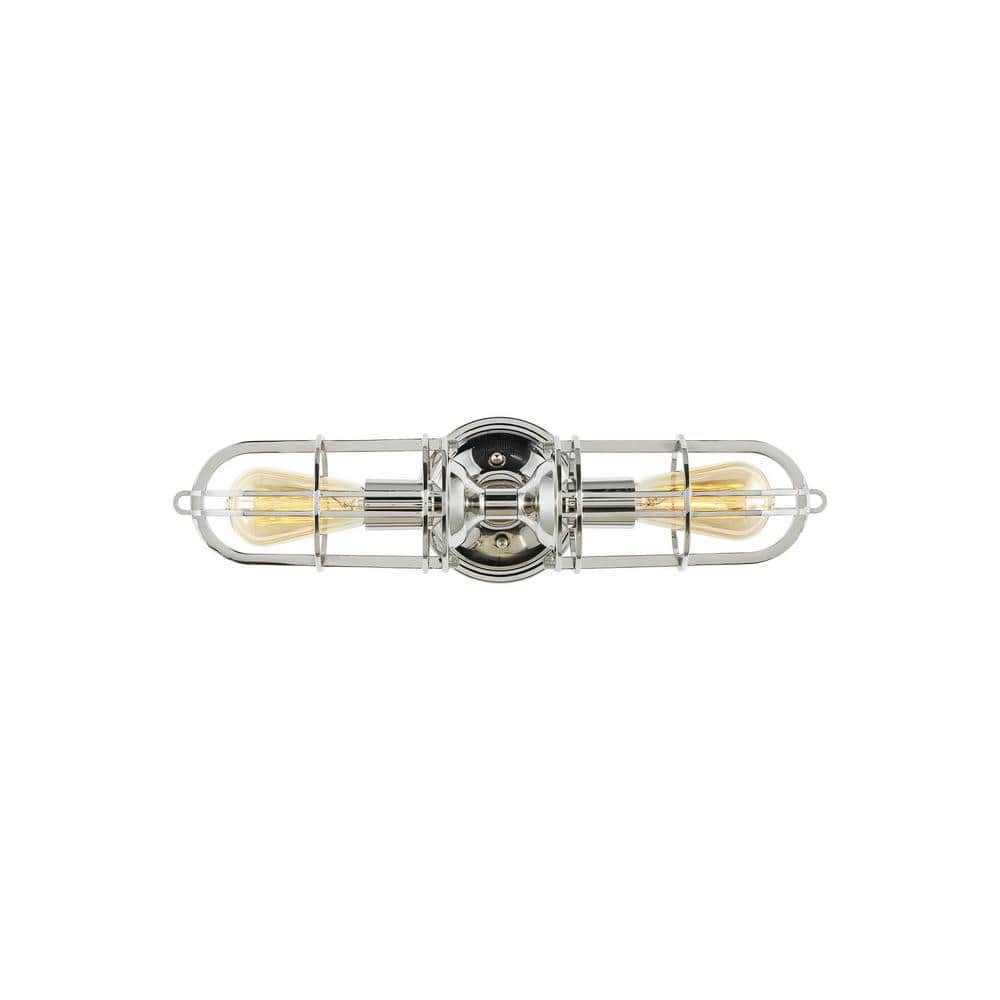 Urban Renewal 2-Light Industrial Vintage Polished Nickel Wall Bathroom Vanity Light