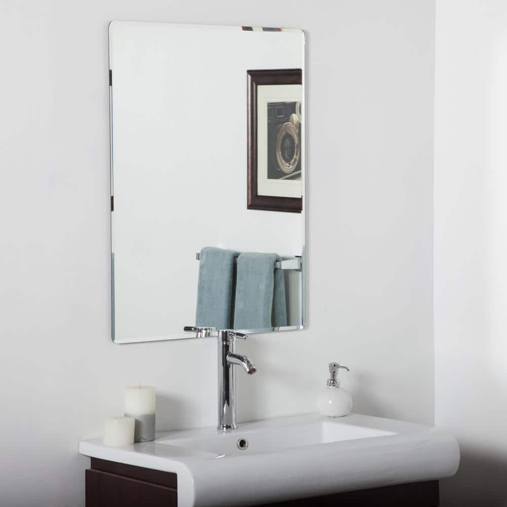 Vera 23.6 in. W x 39.5 in. H Large Rectangular Frameless Beveled Wall Mount Bathroom Vanity Mirror in Silver