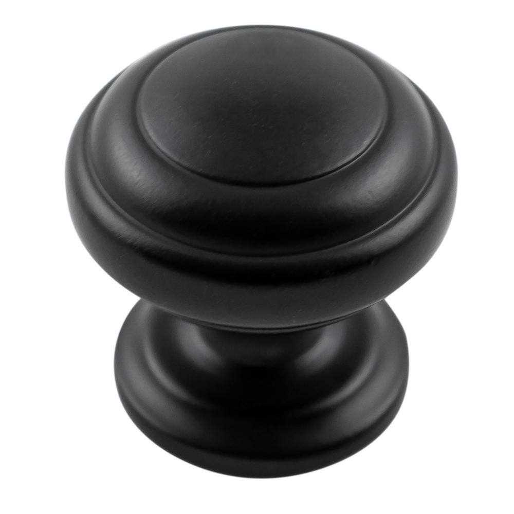 Zephyr Collection Knob 1-1/4 in. Diameter Matte Black Finish Modern Zinc Cabinet Knob (1-Pack)