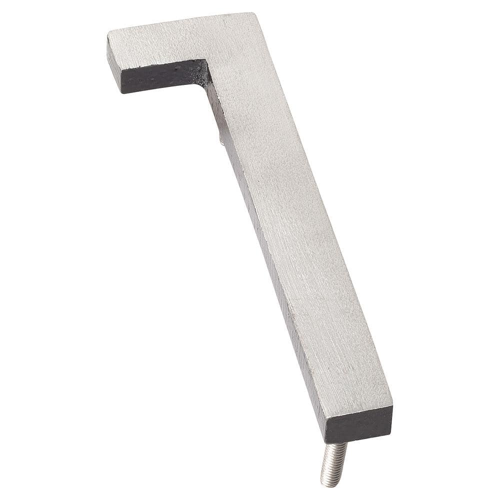 10 in. Satin Nickel/Black 2 Tone Aluminum Floating or Flat Modern House Number 1