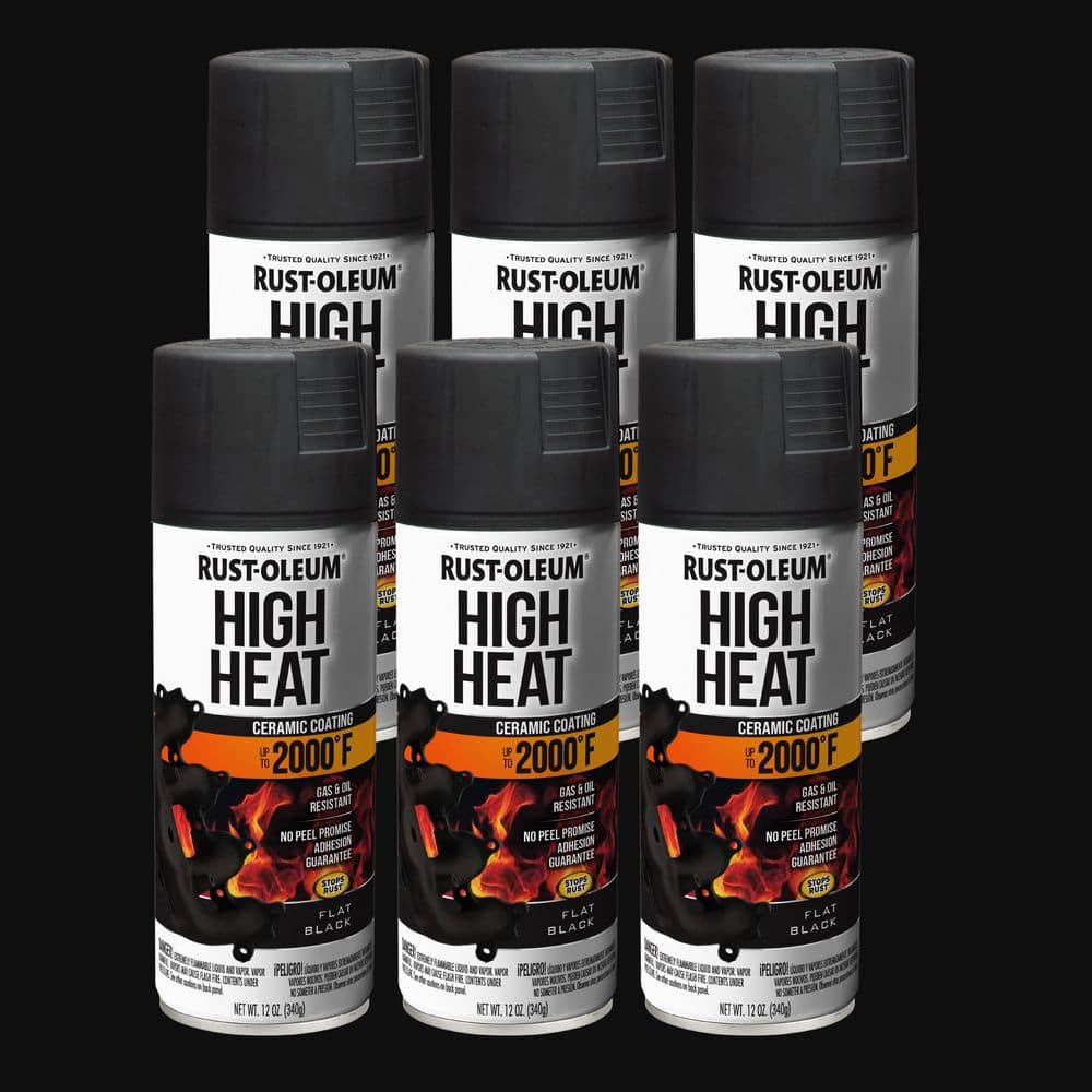 12 oz. High Heat Flat Black Protective Enamel Spray Paint (6-Pack)