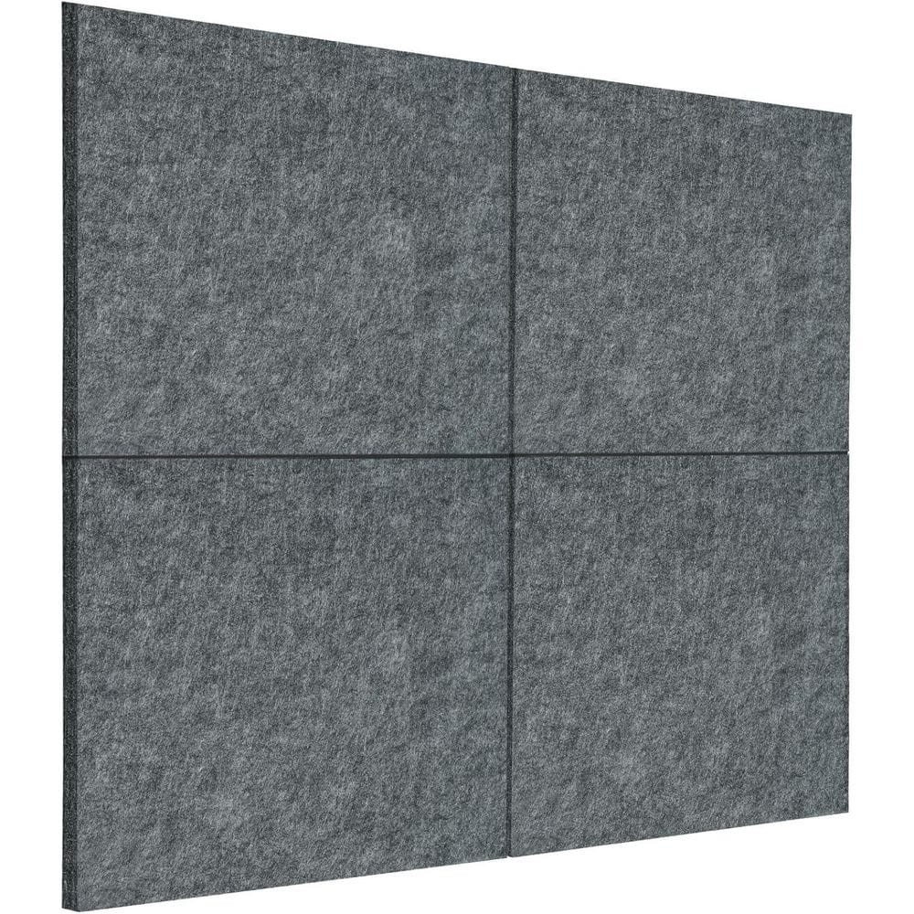 12 x 12 Square Grey Felt Cork Board Set High-Density Self-Adhesive w/Pushpins, Office Home Kitchen School Decor 4-Pieces