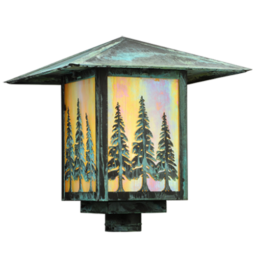 139260 16 in. Square Seneca Tall Pines Post Mount, Bai Verd