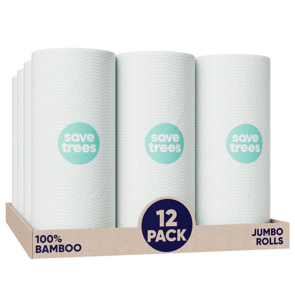 1800 Sheets Bamboo Paper Towel Rolls (150 Sheets Per Roll 12 Rolls Per Pack)