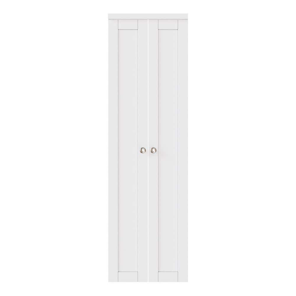 24 in. x 80 in. 1-Lite Solid Core Panel White Primed Composite (Pivot French) Bi-Fold Door with 2-Types of Hardware