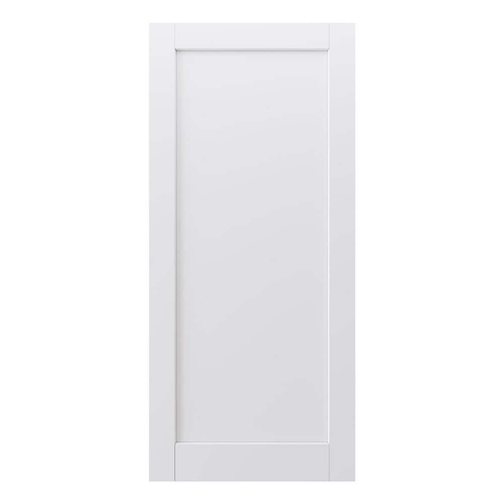 36 in. x 80 in. 1 Panel White Primed MDF Solid Core Durable Interior Door Slab for Pocket Door without Pocket Door Frame