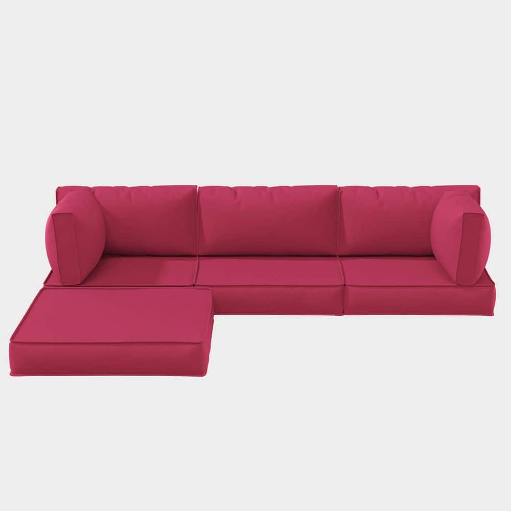 9 Piece 25.6 in. Outdoor Patio Replacement Slip Covers for 4-Seater Furniture Cushion Pink