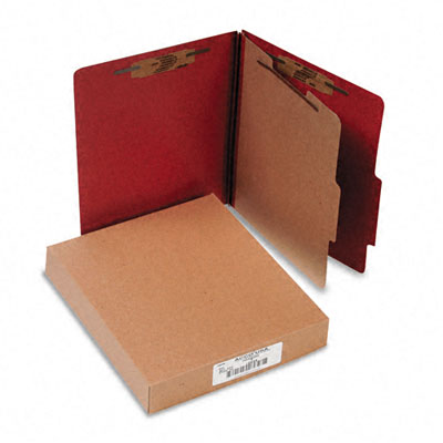Acco 15034 Pressboard 25-Point Classification Folder Ltr 4-Section Earth Red 10/bx