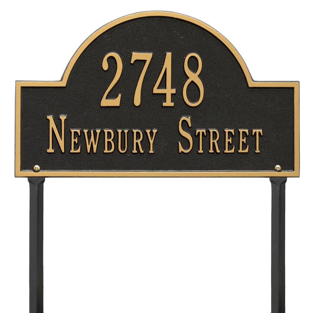 Arch Marker Standard Black/Gold Lawn 2-Line Address Plaque