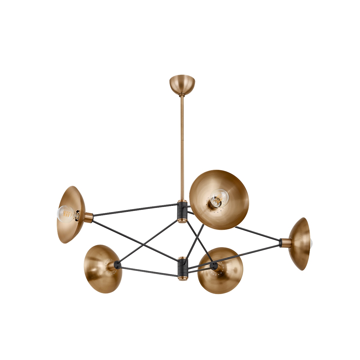 Axel 5-Light Chandelier in Patina Brass with Soft Black