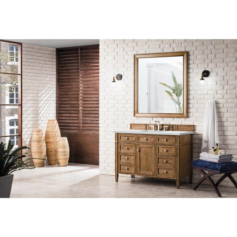 Brittany 48.0 in. W x 23.5 in. D x 34 in. H Bathroom Vanity in Saddle Brown with Ethereal Noctis Quartz Top