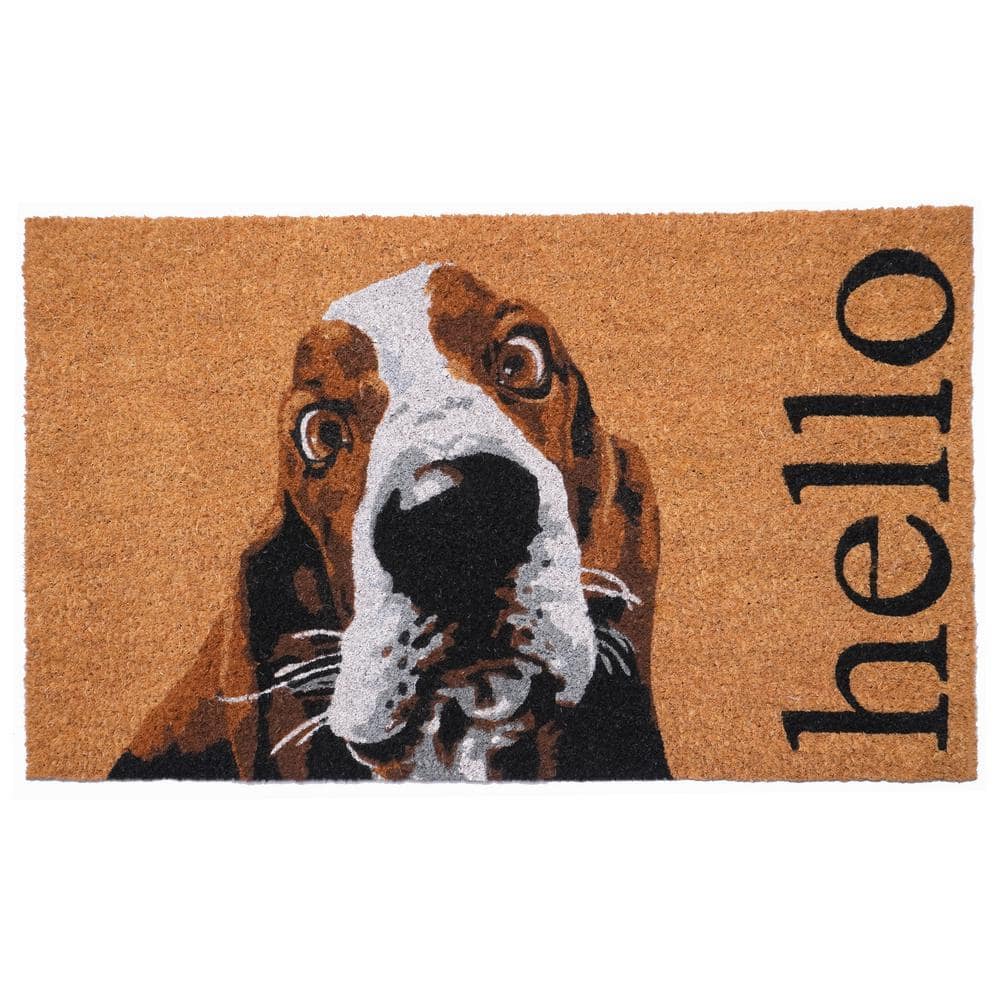 Brown/White Basset Hound 24 in. x 36 in. Doormat