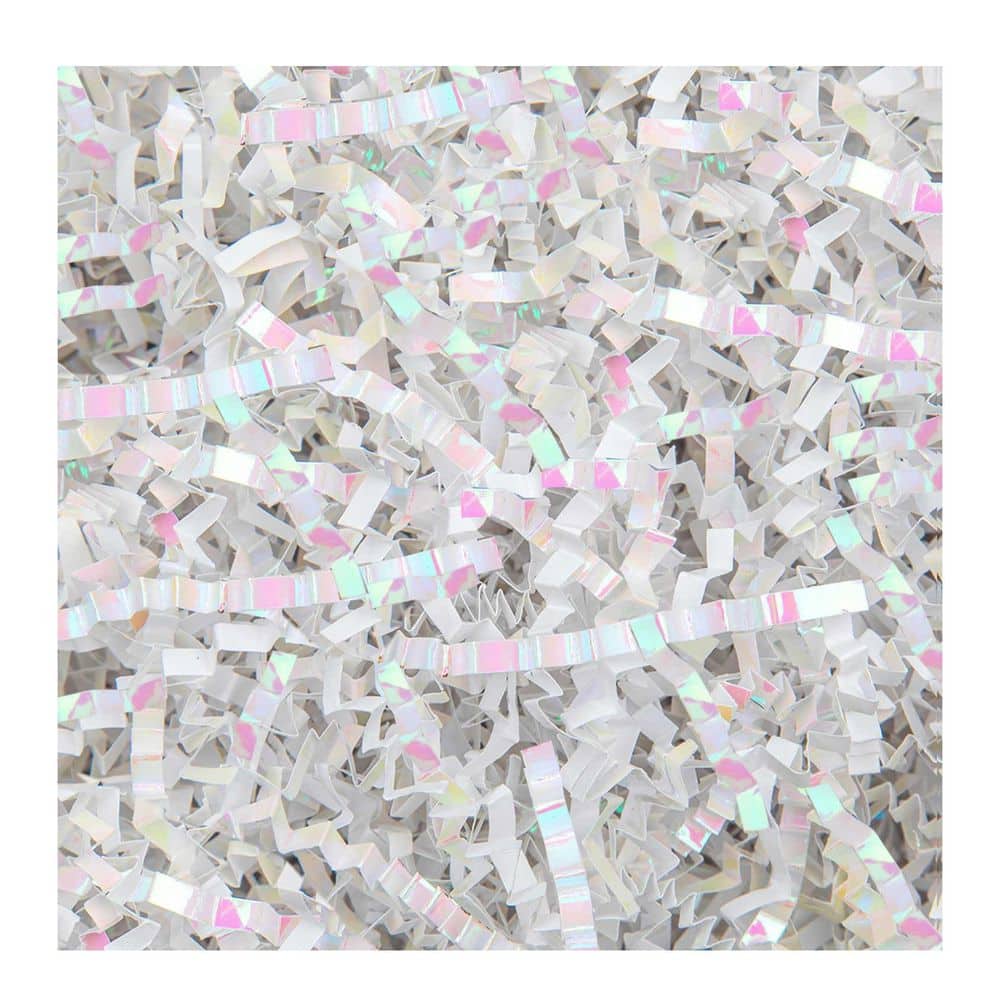 Crinkle Paper Filler 8.5 oz. Decorative Shredded Cut Packaging Stuffing Cushioning Confetti for Gift Boxes Diamond White